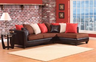 Casual Multi Colored Microfiber Sectional Sofa w Chaise Loose Pillow Back 4185