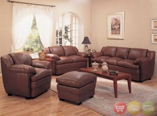 Casual Brown Soft Bonded Leather Sofa Love Seat Set