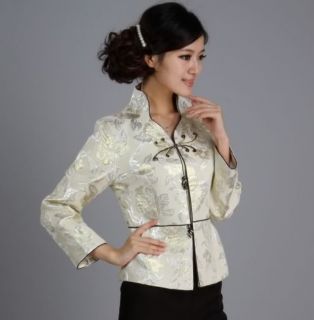 Charming Chinese Women's Silk Embroidery Jacket Coat White Sz M L XL XXL XXXL