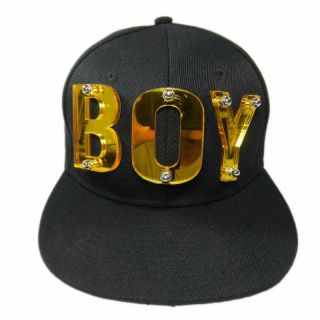 Paislee Snapback Boy Mens' Cap Hat Black Golden 3D Letters Bolted 1pc