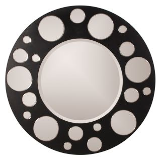 Encore Wall Mirror Matte Black Frame w Circular Mirrored Disks Large 39" Diam