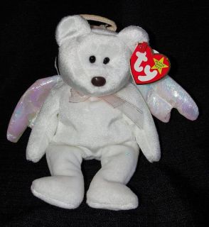 New Ty Original Beanie Baby Halo The White Angel Bear Creased Tags 008421042081