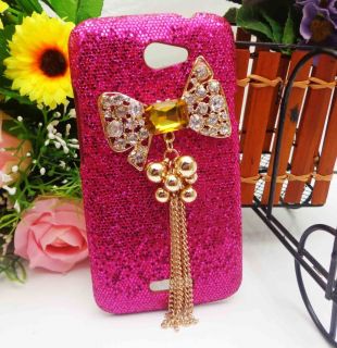 HTC5 Bling Shiny Deluxe Shiny Bow Rose Red Blingy Case Cover for HTC One x New P