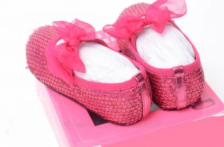 Stuart Weitzman Baby Bling Sequin Mary Jane Ballet Flat 7Y Fuchsia Shoe $40