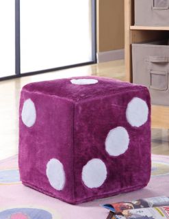 Casual Pink Black White Dice Die Pattern Ottoman Perfect for Kids Children