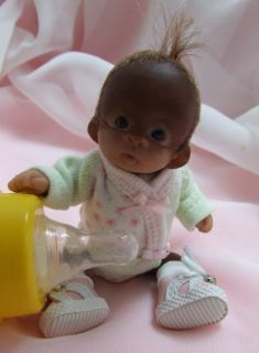 OOAK Baby Orangutan Monkey Girl Sculpted Polymer Clay Art Doll Collectible