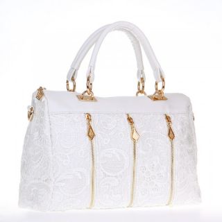 Fashion Women's Lady Retro Lace Handbag PU Leather Tote Crossbody Shoulder Bag
