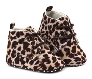 Baby Girl Leopard Soft Sole Crib Shoes Size Newborn to 18 Months