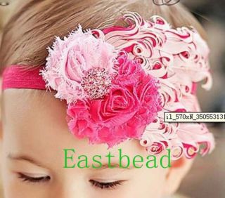 Hot Baby Flower Bow Peacock Feather Headband Hair Band Hair Accessories P0282D