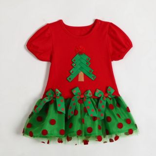 2014 Baby Girls Christmas Tree Dress Xmas Holidays Birthday Toddles Dress Gift