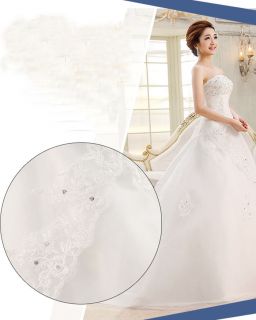 New Women's White Princess Lace Bra Strapless Chiffon Sleeveless Wedding Dress
