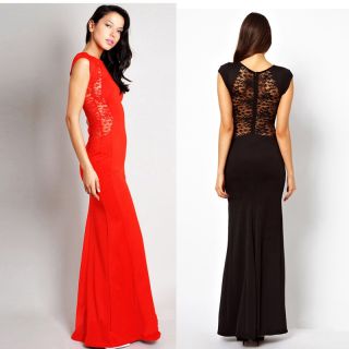 Formal Womens Sexy Fitted Side Slit Open Back Lace Party Prom Evening Long Dress