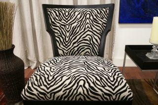 Modern Zebra Print Living Dining Room Accent Side Chair