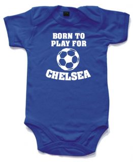 Naughtees Clothing Born to Play for Chelsea Cute Football Babygrow Baby Suit New