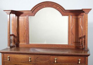 Antique English Oak Victorian Buffet Sideboard Server w Mirror c1920 B89