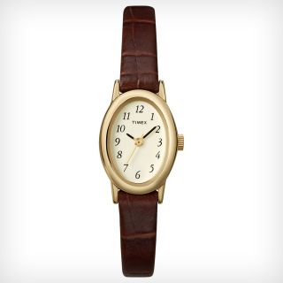 Fashion Women Dress Cavatina Leather Strap Gold Timex T2J791 Quartz Wrist Watch
