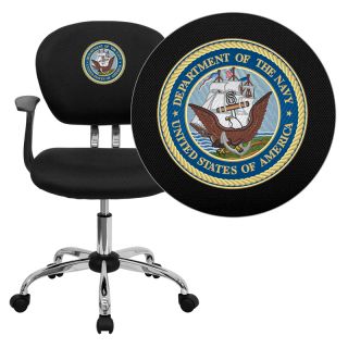 BK Fabric Home Office Desk Chairs w America's Navy or Coast Guard Emblem Arms