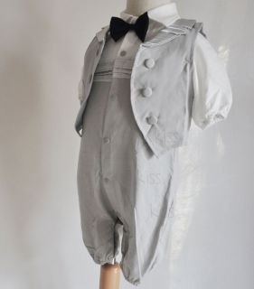 E1530 Boys Baby Formal Suit Romper Jumpsuit Vest 2pcs Gentleman Clothes 0 24M
