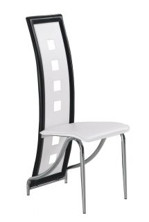 Modern Contemporary Two Tone Two Finishes Black White Dining Chairs Set of 4