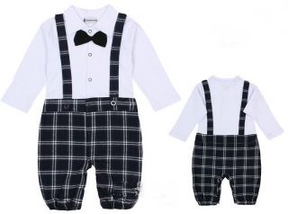 Hot Newborn Baby Boys Formal Jumpsuit Onepiece Suit Bodysuit "Bow Tie Romper"