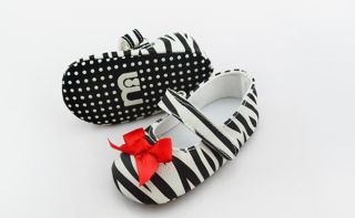 1 Pair Baby Girls Infant Crib Shoes Prewalker Soft Sole Zebra 6 9M 