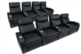 Rialto Home Theater Seating 8 Seat Black Leather Chairs