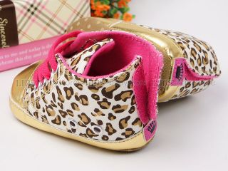 New Toddler Baby Girl Gold Leopard Tennis Shoes Size US 3 A838