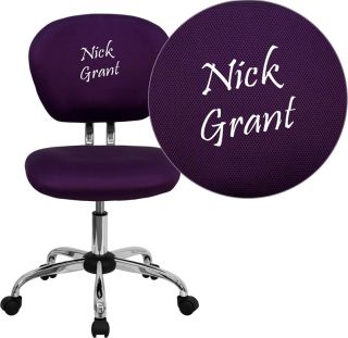 New Custom Embroidered Purple Fabric Armless Home Office Desk Bedroom Chairs