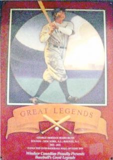 Great Legends Baseball Babe Ruth Metallic Sign Nice