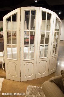 The Bramble Company Distressed White Four Panel Chateau Divider