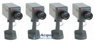 4 Fake Dummy Mock Secuirty Cameras w Motion Sensor Red LED Light Screws