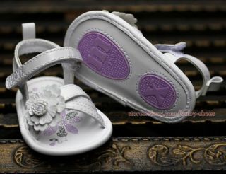 Baby Girl White Daisy Sandals Dress Crib Walking Shoes Size 3 6 6 9 9 12 Months