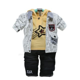 A2556 Boy Baby Clothing Hoodie Pants Coats 3pc Outfit Sets Suits Outerwear S0 4Y