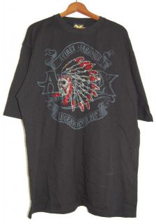 Avirex 3XL Black T Shirt Indian Chief Rhinestone Mens Never Worn Washed Once