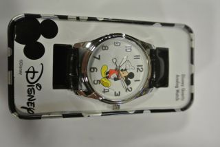 New Disney Mickey Mouse MCK809 Black Leather Band Men's Quartz Wrist Watch