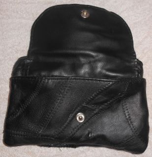 Vintage Womens Black Leather Clutch Purse Medium Handbag Evening Bag Strapless