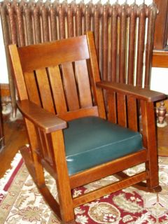 Michigan Chair Company Oak Slat Side Mission Arts Crafts Rocker Chair