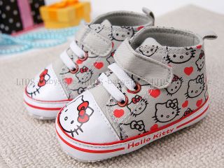 New Toddler Baby Girl Gray Kitty Cat Casual Shoes UK Size 3 A945