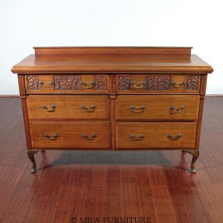 Antique English Mahogany Queen Anne Buffet Sideboard Server c1900 X23