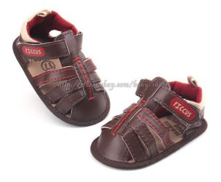 Baby Boy Chocolate Sandals Soft Sole Crib Shoes Size Newborn to 18 Months
