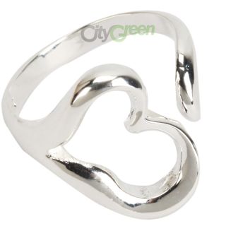 New Women Opened Ring Promise Rings Style 925 Silver Heart Shape Wedding Bride