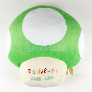 16" Large Super Mario Bros Green Mushroom Plush Pillow Cushion Stuffed License