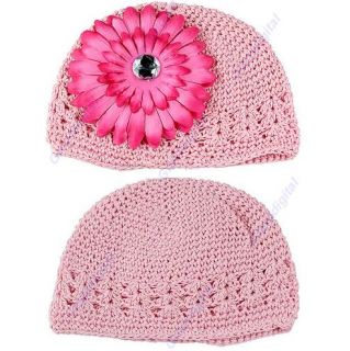 New 15 Knitting Crochet Kufi Beanie Girl Baby Toddler Handmade Hat with Flower