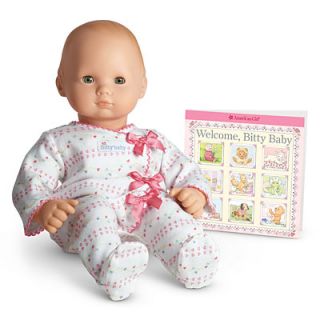 American Girl Bitty Baby's Pink Bow Sleeper Twins Doll Retired New