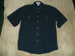 Austin Clothing Co Mens L Navy Blue Check Short Sleeve Button Shirt C46