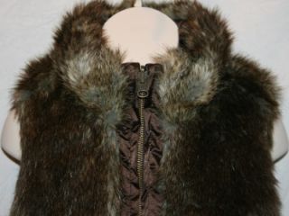 Gap Kids Girl's Fur Vest Reversible Puffer Brown Size Medium 8 