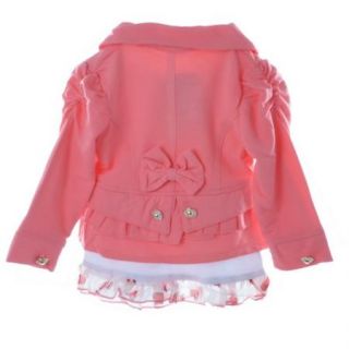 Baby Girls Ruffled Party Jacket Top Coat T Shirt Pants 3pcs Outfit 3 24M Clothes