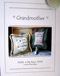 Pattern Counted Cross Stitch 4 My Boys Grandmother Love You Grandma Baby Pillow