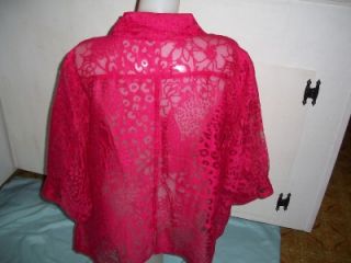 Womens Plus Sz 1x Sheer Blouse by Choices Red NWOTS Clothing