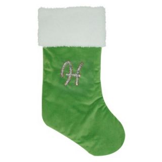 20" Sequin Monogram H Plush Stocking Green Christmas Black Friday Sale